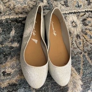Cute silver glittered flat shoes